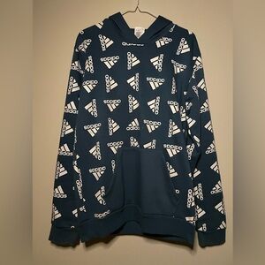 Adidas Blue and White Geometric Hoodie